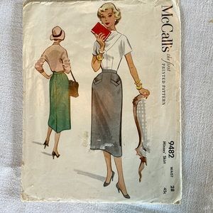 McCall’s vintage (1953) printed skirt pattern No. 9482 Misses Skirt waist 28